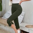 thumbnail image 6 of JUSLIO Womens Leggings Button Slim High Waist Solid Yoga Workout Capris Leggings, 6 of 9