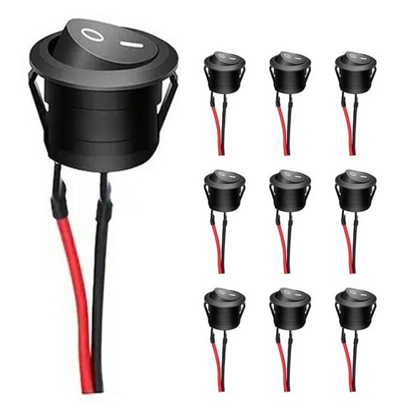 On-Offs Control Push Button Switches 2 Pin 12V Car Truck Rockers Round Toggle Switches Prewired Electrical Switches
