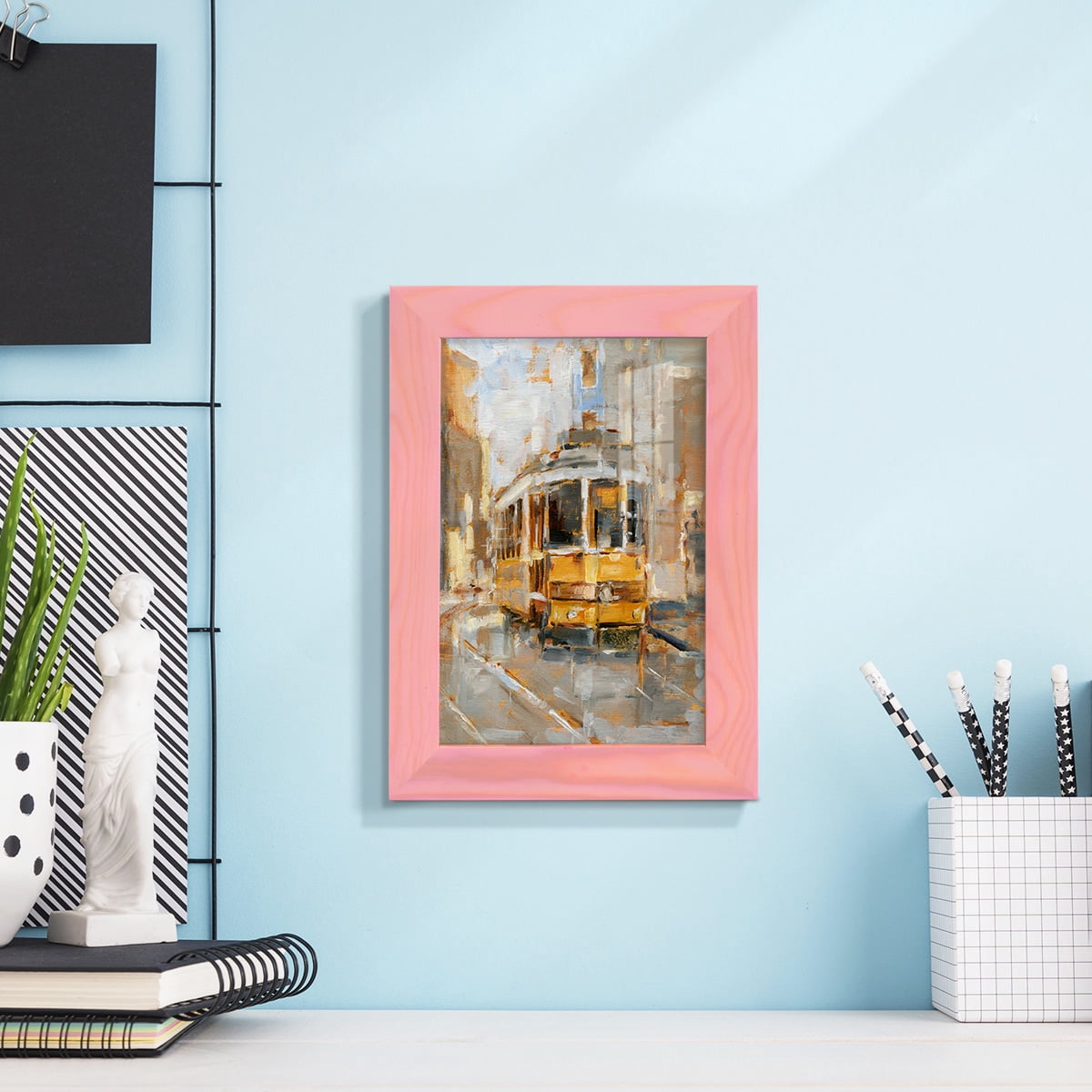 Day Trolley II - Framed Print w/glass - Sunset Pink