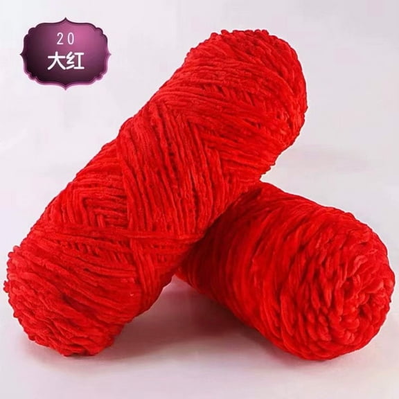 suxuMhao Chenille Gold Velvet Yarn - 2 Roll 190g, Each roll weighs 95g, red, Soft Yarn, Crochet Yarn Soft, Medium Coarse Yarn, High-Quality Polyester Yarn for Knitting & Crochet Crafts