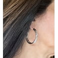 thumbnail image 4 of Textured Twisted Hoop Earrings - Silver Tone 1.5 Inch Classic Fashion Hoops Jewelry Silver, 4 of 7