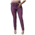 thumbnail image 1 of Bmisegm Jeans Taille Haute Extensibles Ajustés pour Femmes, Violet, TG, 1 of 5