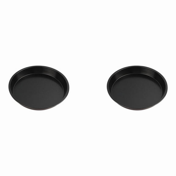 2X Round Pizza Mould Plate Pizza Pan Deep Tray Carbon Steel Non-Stick Mold Baking Oven Tool Baking Mould Tray 10In Black