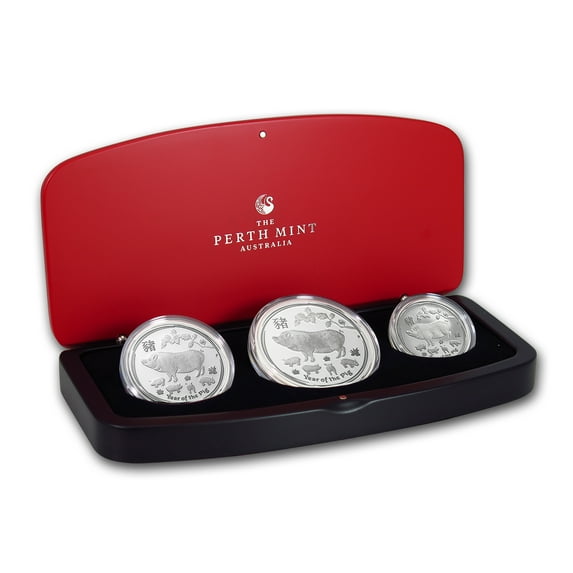 2019 Australia 3-Coin Silver Lunar Pig Proof Set