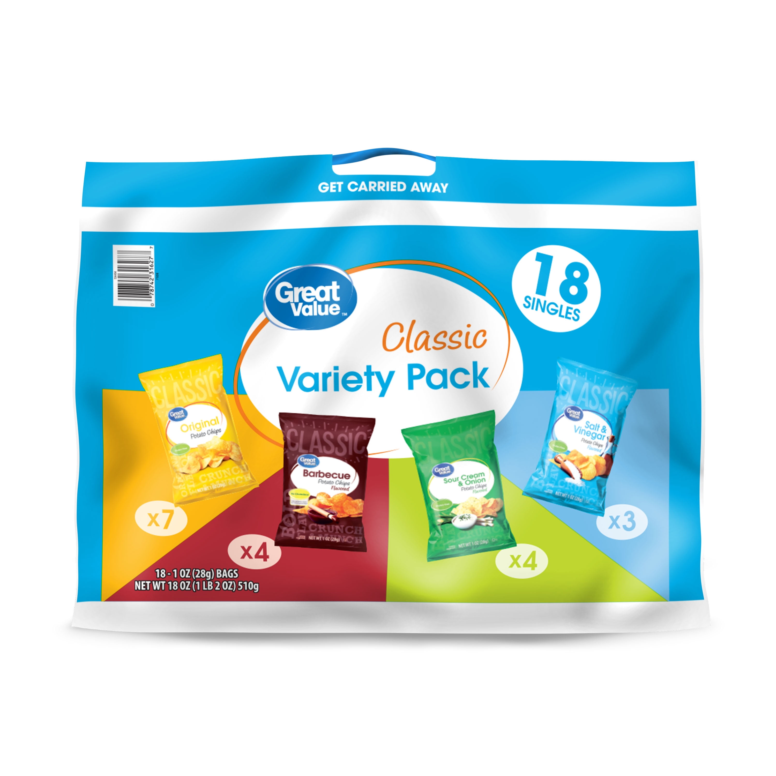 Great Value Classic Variety Pack, 18 oz, 18 Count