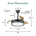 thumbnail image 2 of 36" Modern Invisible Indoor Ceiling Fan with LED Light Remote Control 6 Fan Speeds 3-Color Retractable Blades Ceiling Lighting, 2 of 6