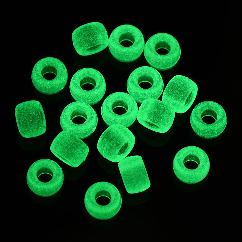500 g Transparent & Luminous Plastic Beads Frosted Crow Beads Pony Beads Glow in the Dark Barrel Spring Green 9x6mm Hole: 3.8mm about