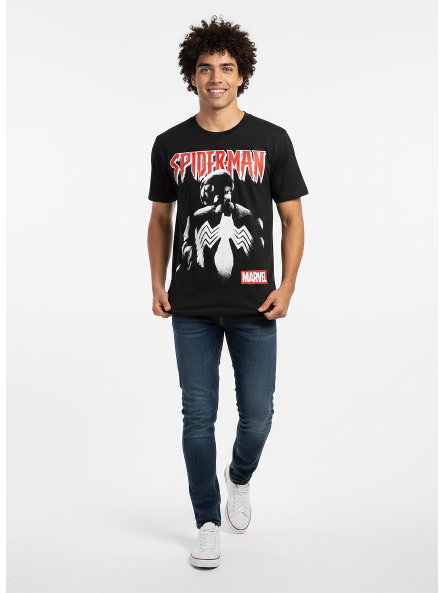 Marvel Spider-Man Men's and Big Men's Black Suit Graphic Tee, Sizes S-3XL