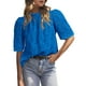 thumbnail image 1 of Blusa PRETTYGARDEN de verano con ojales bordados azul XXL para mujer, 1 of 7
