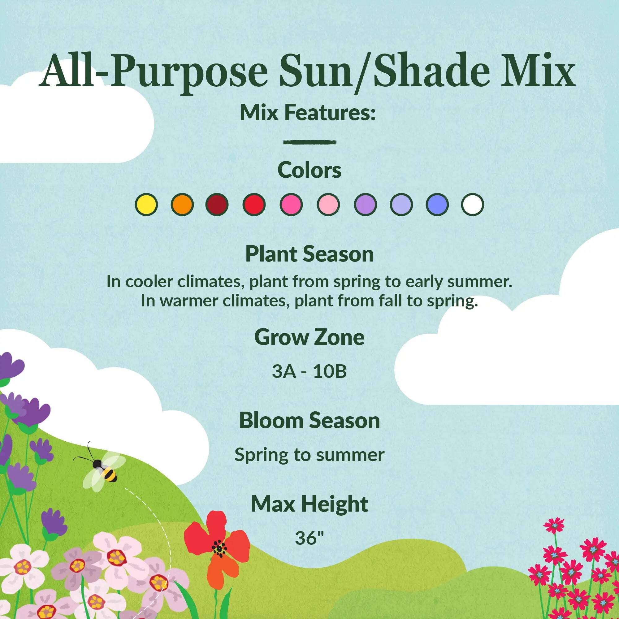 Ferry-Morse All Purpose Sun-Shade Mix Bulk Wildflower Seeds, 1lb