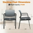 thumbnail image 4 of CLATINA Mesh Back Stacking Arm Chairs with Upholstered Fabric Seat and Ergonomic Lumber Support for Office School Church Guest Reception Grey, 4 of 10