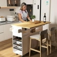 thumbnail image 2 of Rolling Mobile Kitchen Island with Storage and Drop Leaf, Island with Countertop Power Socket and Wheels for Kitchen Appliances, White, 2 of 8