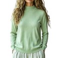 thumbnail image 4 of Women's Mock Neck Long Sleeve Knit Sweater Ghalytn Casual Fine-Knit Pullover Top with Ribbed Trim, 4 of 5