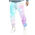thumbnail image 2 of BiZtdJrK Mens Print Sweatpants Tie Dye Drawstring Fleece Joggers Trendy Fall Sweat Pant Loose Fit Exercise Workout Athletic Pants with Pockets Multicolor M, 2 of 5