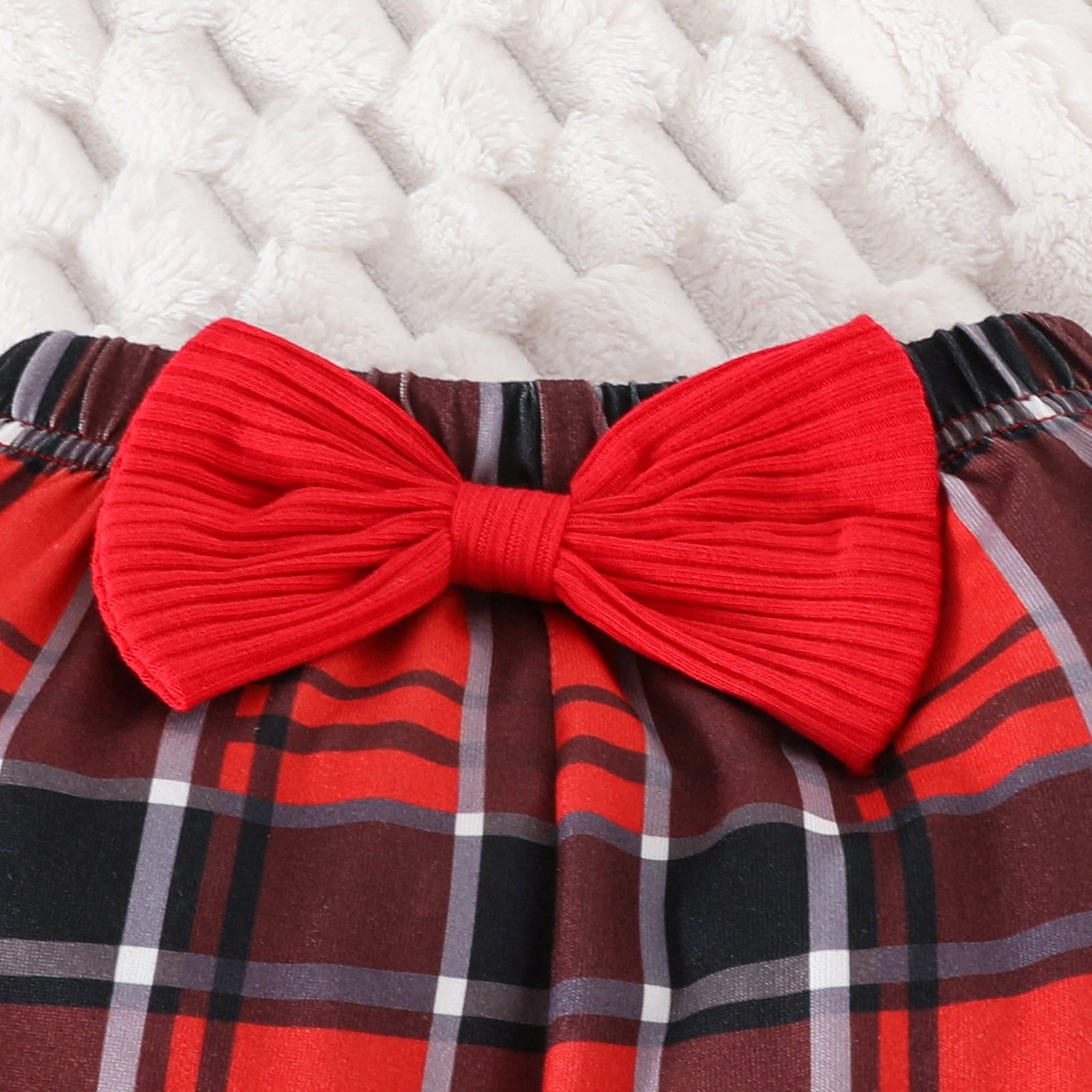 Girls Outfits Set Girls Long Sleeve Christmas Ribbed Romper Bodysuit Plaid Bell Bottoms Pants Outfits 9 Months-12 Months