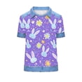 thumbnail image 6 of Easter Day Shirts for Women Denim Patchwork Eggs Rabbit Print Plus Size Short Sleeve T-shirt Holiday Tops (2XL, Purple), 6 of 6