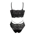 thumbnail image 4 of Gibobby Conjunto de lencería Sexy Lencería de dos piezas para mujer, sexy con encaje floral, escote en V profundo, brasier inalámbrico y tanga exótico(Negro, XG), 4 of 5