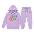 thumbnail image 4 of Boys Sweatsuit Cartoon Six Seven Print Hoodies Jogger Pants Casual Warm Hop Pullover Playful Girls 2 Piece Outfits 8-9 Y, 4 of 7