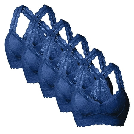 Zuwimk Bras For Women Full Coverage Women s Matilda Unlined Plunge Underwire Bra with J-Hook Blue XL