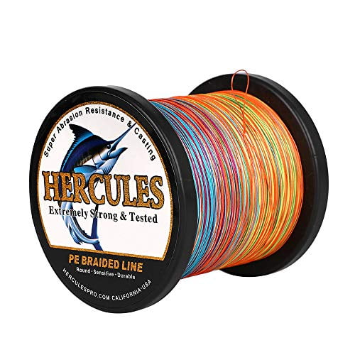 HERCULES Super Cast 1000M 1094 Yards Braided Fishing Line 30 LB Test for Saltwater Freshwater PE Braid Fish Lines Superline 8 Strands - Multi-Color, 30LB (13.6KG), 0.28MM