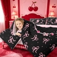 thumbnail image 3 of meiyoeat Pink Pearl Initial J Full Size Comforter Sets,Girly Bow Bedding Comforter Set For Girl,Pink Reversible,3-Piece,1 Comforter and 2 Pillowcases, 3 of 7