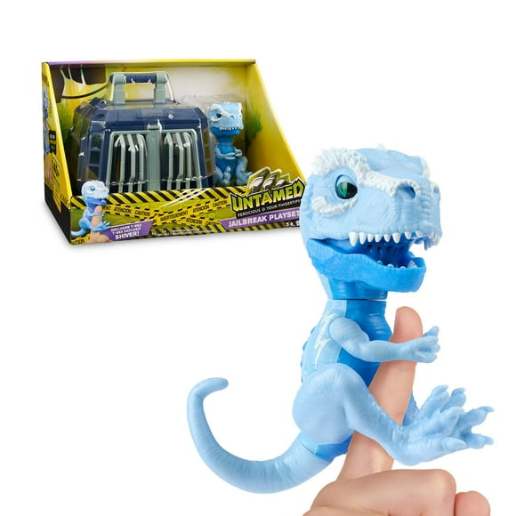Untamed Jaybreak Playset avec 1 T-Rex Interactif Exclusif, Shiver (Bleu Clair), Cage à Dinosaures et Étui de Transport (Âges 5+)