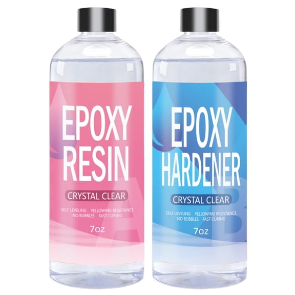 14oz Clear Epoxy Resin Kit - High Hardness, Anti-Yellowing, Bubble-Free, Self-Leveling Fast Cure Resin for Casting, Coating, River Tables, Countertops, Molds & Crafts - Perfect DIY Gift