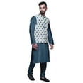 thumbnail image 2 of Atasi Solid Kurta Pajama & Printed Nehru Jacket Set For Mens Party Wear, 2 of 3