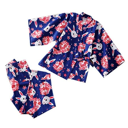 

Panda Superstore PS-HOM3737861-LILY01224 Womens Bathrobe Cotton Rabbit Pattern Kimono Tracksuit Pajamas Suit Multicolor