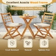 thumbnail image 4 of Barara King 3 Pieces Acacia Wood Patio Bistro Set with Cushions-White, 4 of 7