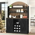 thumbnail image 7 of DreamCurship Farmhouse Coffee Bar Cabinet, 67" Kitchen Hutch with 2-Tier Open Shelves, Coffee Bar with 9 Racks, Black, 7 of 7