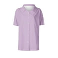 thumbnail image 4 of WCMZJ Women's Button Down Shirts Slim fit Short Sleeve Stretch Dress Shirts Wrinkle-Free Solid Work Blouse Purple M, 4 of 4