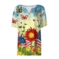 thumbnail image 4 of VKOYWKM American Flag Shirts for Women 4th of July Independence Day Patriotic USA V Neck Button Henley Tee Graphic Tops Summer Casual, 4 of 9