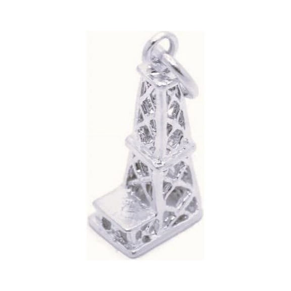 Oil Rig Charm Pendant .925 Sterling Silver
