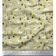 thumbnail image 1 of Soimoi Beige Poly Georgette Fabric Mushroom,Oaknut & Rabbit Animal Decor Fabric Printed BTY 52 Inch Wide, 1 of 3