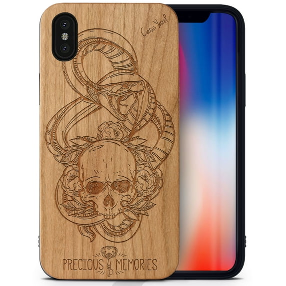 Case Yard Wooden Case Outside Soft TPU Silicone Slim Fit Shockproof Wood Protective Phone Cover for Girls Boys Men and Women Supports Wireless Charging Precious Memories Design case for iPhone-XS-Max