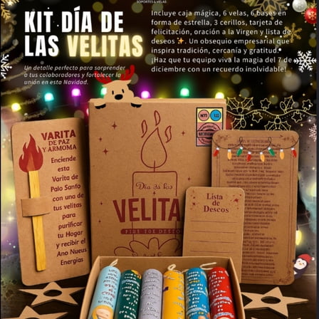 Colombian Velitas Night Kit – Día de las Velitas Set with Palo Santo – Dec 7–8 Christmas Tradition – Imported from Colombia