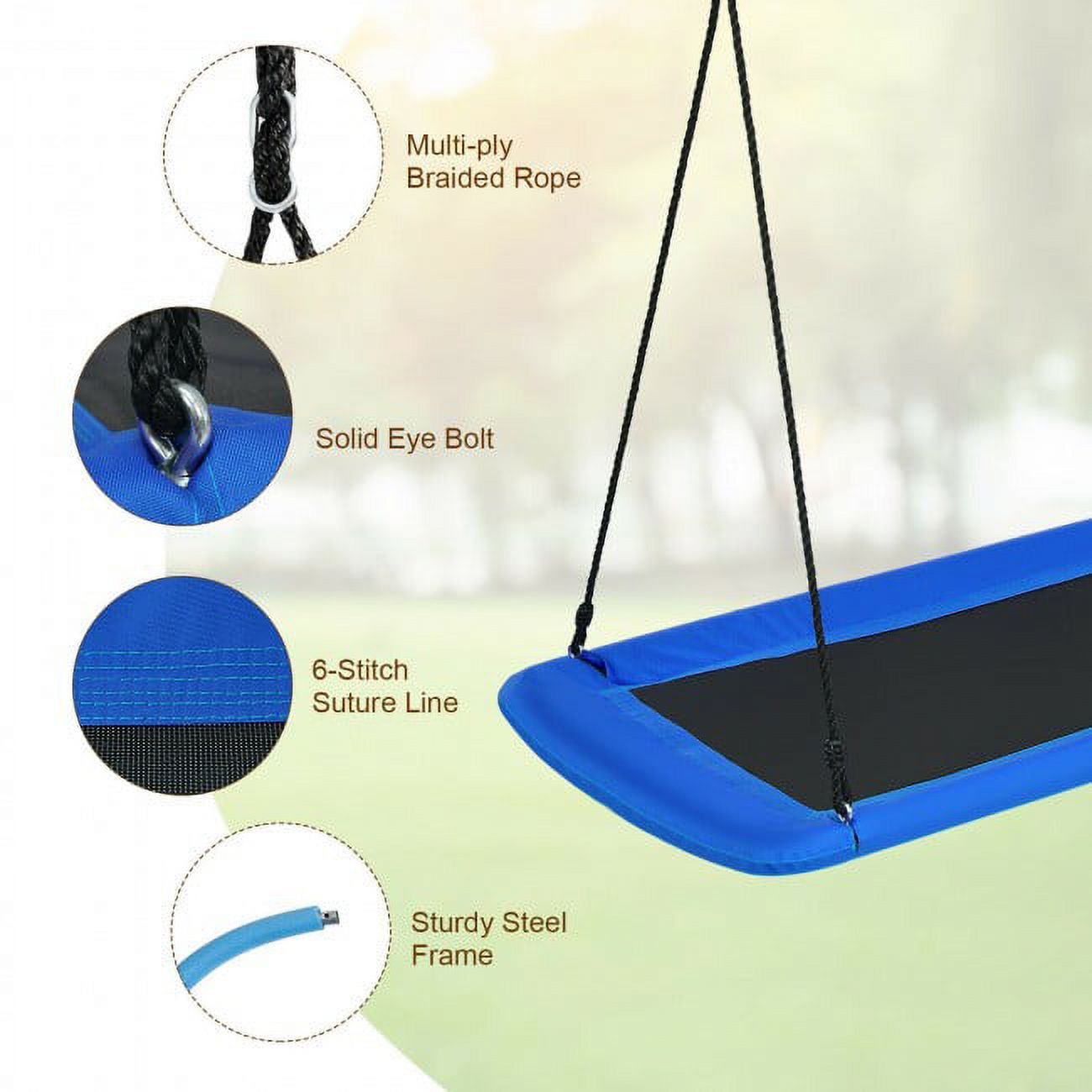 SUGIFT 60 Inches 700 LBS Tree Swing Outdoor Platform Swing with 2 Hanging Straps