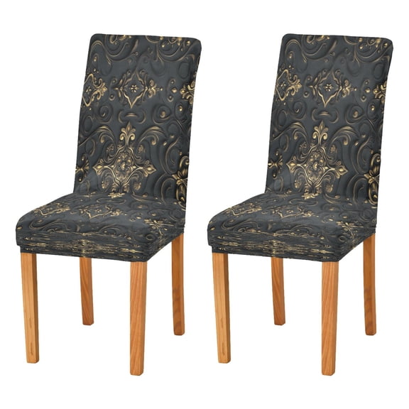 BZSMCE Chairs Slipcovers Dining Chair Covers Design Black and Gold Pattern Creative Pattern