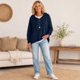 thumbnail image 6 of Women's Drop Shoulder Long Sleeve Drawstring Loose Knit Hooded Pullover Sweater L, 6 of 6