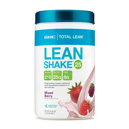 GNC Total Lean 25 Meal Replacement Shake for Weight Loss and Low-Carb Diets, Mixed Berry, 16 Servings, Protein Powder for (Best Low Carb Meal Replacement Shakes For Weight Loss)