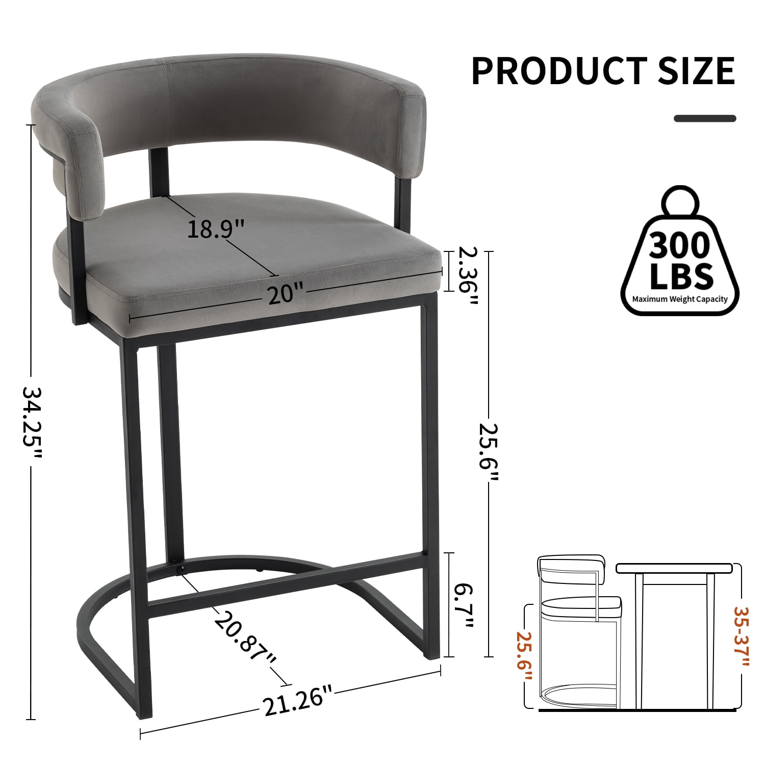Rongbuk Set of 2 Modern Velvet Bar Stools with Barrel Backrest, 25.6 inch Velvet Counter Height Stool, Sherpa Upholstered Kitchen Island Chair, Ideal for Counters, Home Bars and Kitchen Islands