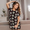 thumbnail image 3 of Uemuo colorful Skull dog flower Pattern Women’s Nightdress – Casual Sleep Shirt, Soft Relaxed Fit Short-Sleeved Cotton Sleepwear for Home, Bedtime, and Lounging, 3 of 6