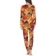 thumbnail image 3 of FKELYI Fall Maple Leaf Women Pajamas Size M Durable Thanksgiving Hazelnut Long Sleeve Women Pjs Soft Women Sleepwear 2 Piece, 3 of 5