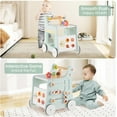 thumbnail image 5 of INFANS 6 in 1 Wooden Baby Walker, Play Kitchen Playset, Toddler Push Learning Activity with Wheels Shape Sorter Movable Slider, Montessori Educational Toy for Girls Boys 1-3 Years, 5 of 9