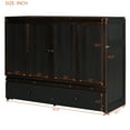 thumbnail image 3 of Queen Size Murphy Bed - Espresso, Solid Wood, Space-Saving Design w/ USB Port & Drawer, Ideal for Bedroom, Guest Room., 3 of 26