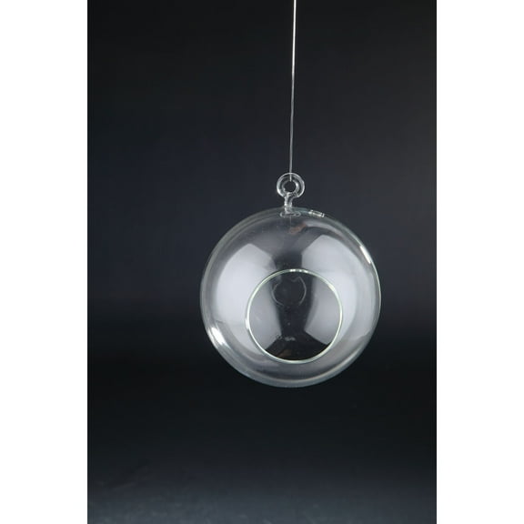 CC Home Furnishings 4.5" Clear Solid Hand Blown Round Glass Candle Holder