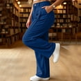 thumbnail image 3 of Gubotare Women Pants Womens Wide Leg Fleece Lined Sweatpants Winter Lounge Travel Pants Fall Clothes With Pockets (Blue,XXXL), 3 of 6
