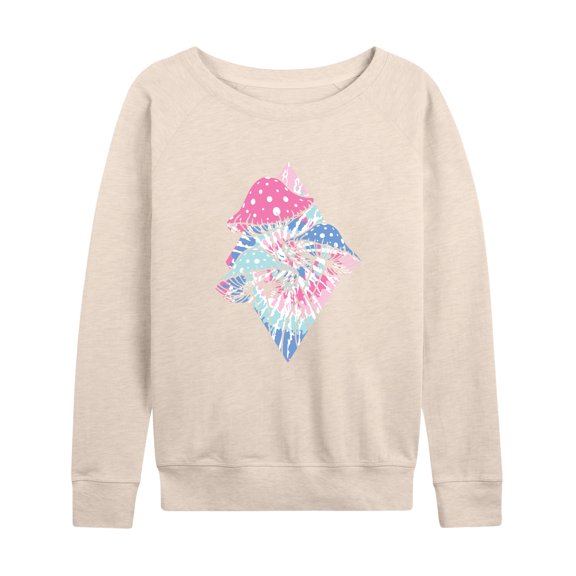 Instant Message - Tie Dye Mushroom Diamond - Women's Lightweight French Terry Long Sleeve Shirt
