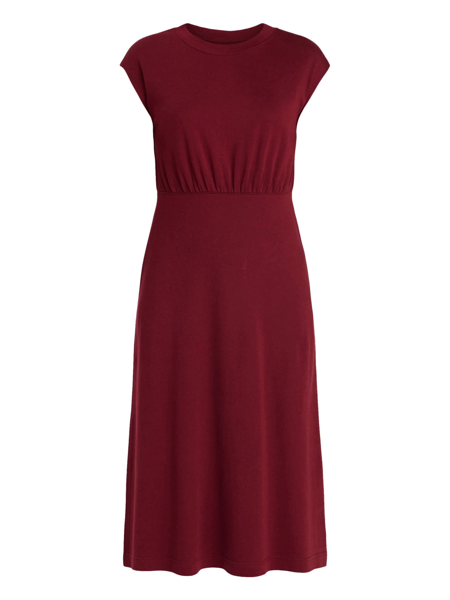 Time and Tru Women’s Cotton Knit Midi Dress with Dolman Sleeves, Sizes XS-XXXL